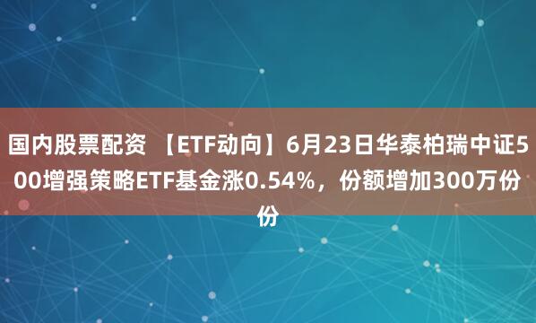 国内股票配资 【ETF动向】6月23日华泰柏瑞中证500增强策略ETF基金涨0.54%，份额增加300万份